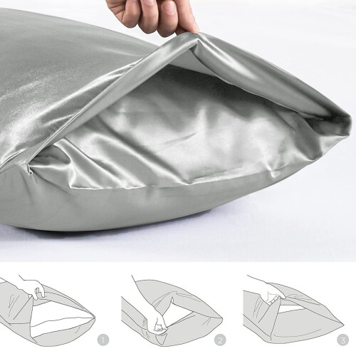 Imperial Rooms (GREY) Satin Silk Pillowcase For Hair & Skin Soft 2 Pack