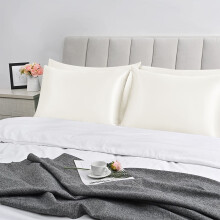 (IVORY) Satin Silk Pillowcase For Hair & Skin Soft 2 Pack