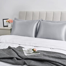 (SILVER) Satin Silk Pillowcase For Hair & Skin Soft 2 Pack