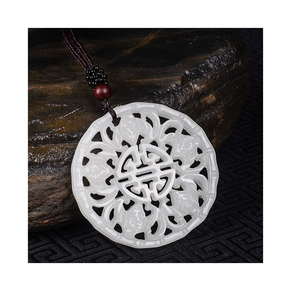 Chinese Jade Double Faced Hollow Bat Pendant Necklace Charm Jewellery Accessories Hand-Carved Man Woman Amulet-image-OPC-PBSGP2W-NEW