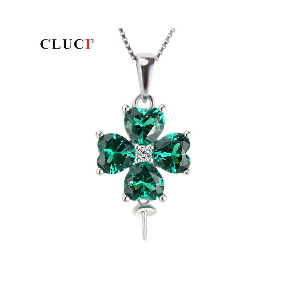 Green 925 Sterling Silver Clover Charms Pendant Gift Jewelry for Women Sterling Silver Zircon Clover Pendant SP211SB-image-OPC-PBSGP2H-NEW