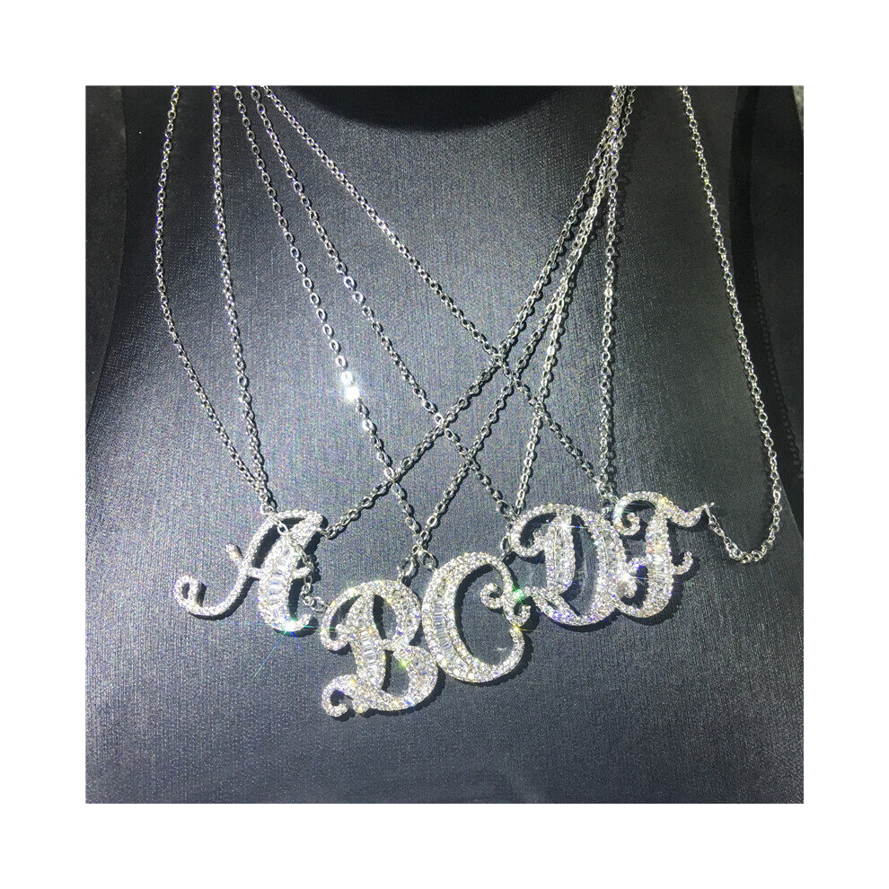 Statement Alphabet 26 letters pendant necklace for women 925 sterling silver Pendant AAAAA cz Jewelry Birthday Gift-image-OPC-PBSGPWP-NEW
