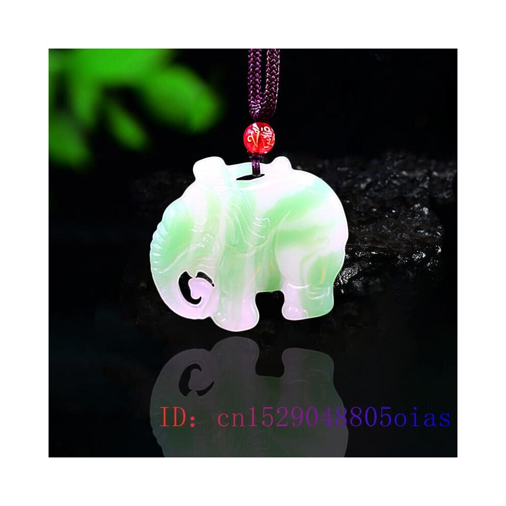 Jade Elephant Pendant Charm Natural Carved Necklace Jewelry Green Chinese Double sided Amulet Jadeite-image-OPC-PBSGQDC-NEW