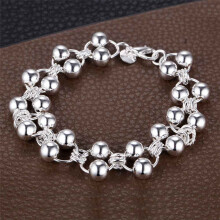 925 Sterling Silver Round Ball Bracelet For Women Accessories Party Jewelry Selling PABEYN