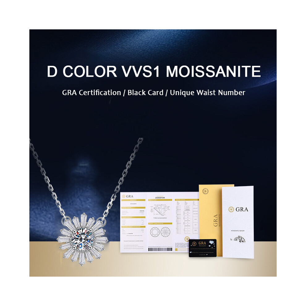 925 Sterling Silver Sunflower Pendant Necklace For Women 14K VVS1 Moissanite Diamond Necklace Wedding Jewelry-image-OPC-PBSGRYZ-NEW