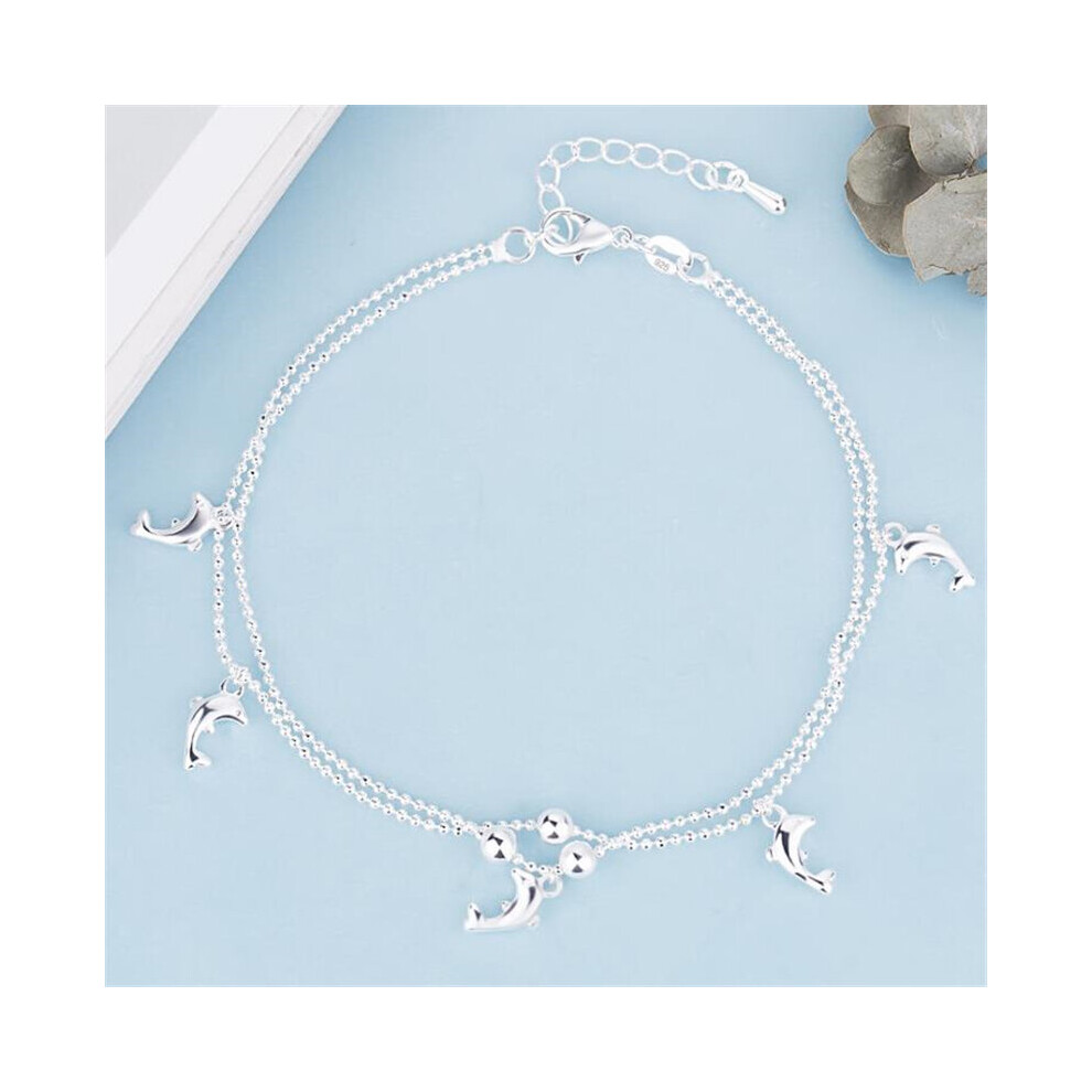 925 Sterling Silver Anklets For Women Dolphin Ankle Chain Foot Jewelry Girl Birthday Party Accessories