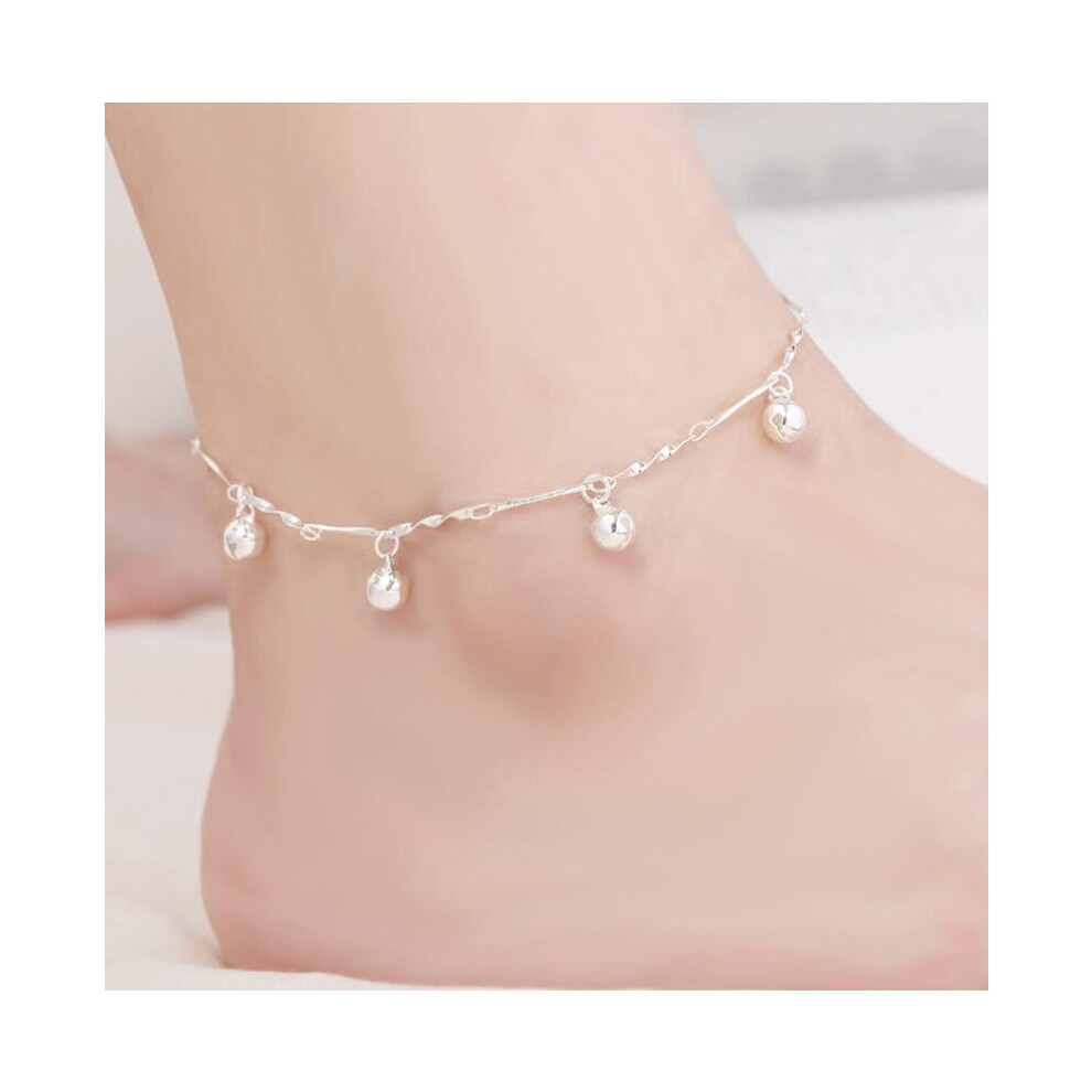 Real 925 Sterling Silver Minimalist Sweet Beads Anklets For Women Wedding Birthday Present Jewelry Db1405 Multicoloured