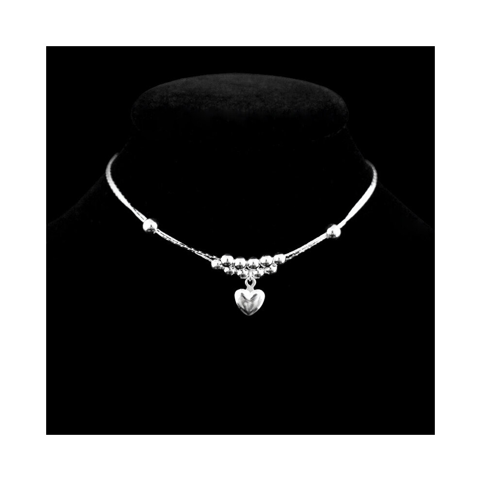 Foot Anklet 925 Sterling Ladies Anklets Bracelet Chain For Women Love Heart Pendant Foot Pulseras Jewelry Silver