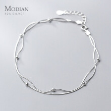 High Double Layer Snake Chain Anklet for Women Girl With Heart Lobster Clasp Fit Beads Charm Anklet Fine Jewelry