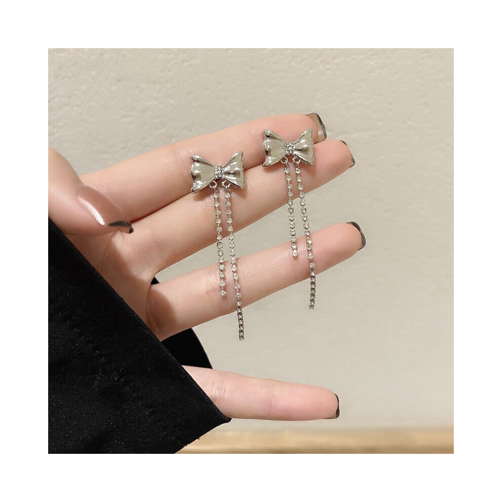 Bowknot Hang Earrings for Women Red Bow tie Crystal Long Dangle Earring Wedding Jewelry Brincos Aretes Gift-image-OPC-PBSGT7Q-NEW