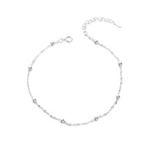 Summer 925 Sterling Silver Chain Anklets For Women Beach Party Beads Ankle Jewelry Girl