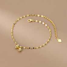 Real 925 Sterling Silver 18K Bell Lip Chain Anklet For Women Fine Jewelry MInimalist Accessories Summer