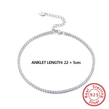 925 Sterling Silver Women Anklet AAAA Zirconia Full Paved Ankle Chain Tennis Anklet Gift for Girls SA03