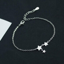 Three Stars Pendant Anklets Bracelet 925 Sterling Silver Charm Star Ankle Chain For Women&Girl Jewelry Gift