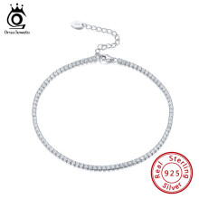 Pure 925 Silver Ankle Chain AAAA Zirconia Prong Setting Tennis Chain Fashionable Jewelry For Girls Gift SA03