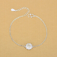 Solid 925 Sterling Silver Jewelry Daisy Flower Anklet for Women Girls Foot Barefoot Leg Jewelry Gift
