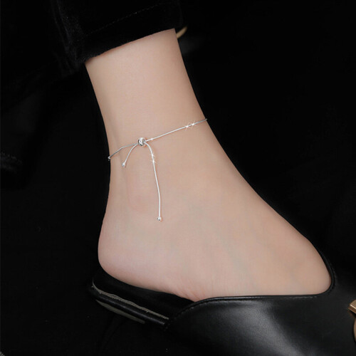 Fine Jewelry 925 Sterling Silver Snake Chain Bow Knot βραχιόλια ρυθμιζόμενο γυναίκες αξεσουάρ 1