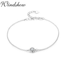 925 Sterling Silver Chain Round CZ Charm Foot Jewelry Anklet for Women Girls Leg bracelet cheville enkelbandje halhal tobillera