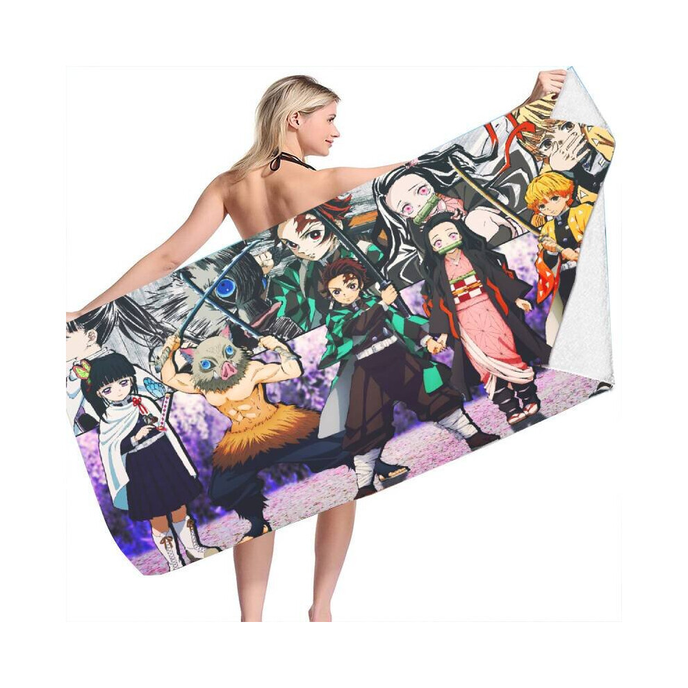 (Sword, 70*150cm/27.56*59.06in) 3d Demon Slayer Anime Swim Bath Towel Beach Quick Dry Bathrobe Seaside Travel-image-OPC-PBSGWRS-NEW