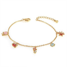 (Octopus Starfish White-Bracelet 17cm Red) Dolphin Turtle Crab Pendant 18k Golden Chain Bracelets for Girls Anklets Foot Bracelet Pink Red Zircon Women's Jewelry