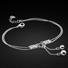 Minimalist women's 925 silver anklet silver ankle jewelry bell silver chain birthday for girls