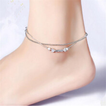 925 Sterling Silver Anklets For Women Glossy Beads Love Heart Small Tube Ankles Chain Bracelet Jewelry Girl Gift
