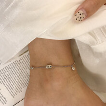 925 Sterling Silver Three Round Bead Zircon Anklets Lucky Bead Anklets for Women Foot Jewelry Girls