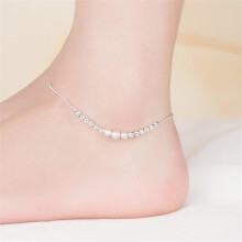 Jewelry 925 Sterling Silver Frosted Beads Anklets For Women Bracelets Girl Party Foot Accessories
