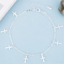 925 Sterling Silver Anklets For Women Little Cross Summer Beach Foot Jewelry Girl Birthday Accessories