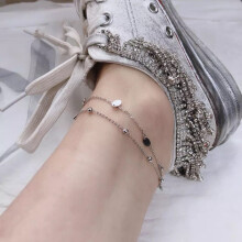 925 Sterling Silver Anklet Double Layer Anklet Leaf Geometric Wild Student Female Girl Silver Jewelry