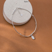 S925 Sterling Silver Anklet Snake Bone Chain Anklet Lucky/Round Bead/Smiley/Star Retro Wild Female Girls Feet Jewe