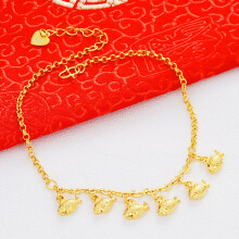 OMHXFC JB13 Jewelry European Fine Woman Girl Party Birthday Wedding Gift Fish Heart Peanut Charm Beach Anklet