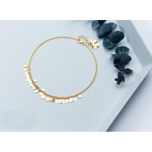 MloveAcc 100% 925 Sterling Silver Bracelet Jewelry Oval Leaves Tassel S925 Anklet Chain Birthday Gift for Girls Lady