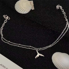 925 Sterling Silver Double Layer Mermaid Tail Anklet Bracelet Fish Tail Foot Anklets For Women Summer Jewelry