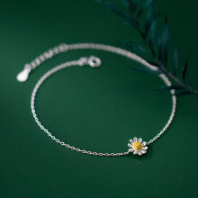 925 Sterling Silver Anklets Woman Autumn Chrysanthemum Flower Foot Bracelet Silver On The Leg Chain Adjustable Girl Gift