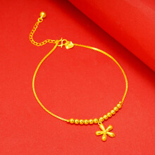 KISS&FLOWER AK06 Fine Jewelry Woman Girl Bride Birthday Wedding Gift Vintage Flowers Bead 24KT Anklet