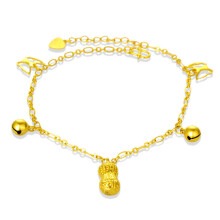 OMHXFC JB10 Jewelry European Woman Girl Party Birthday Wedding Gift Peanut Flower Leaves Lucky Beads Anklet