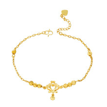 OMHXFC JB16 Jewelry European Fine Woman Girl Party Birthday Wedding Gift Crown Charm Lucky Beads Beach Anklet