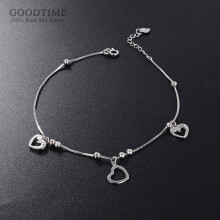 Women Anklet 925 Sterling Silver Fresh Love Heart Beaded Fresh Anklet To Lady Girl Decoration Jewelry Foot Accessories