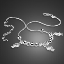 Women & Girl Anklets 100% 100%925 Sterling Silver Fish Pendant Foot Jewelry Summer Beach Barefoot Sandals Bracelet Gift
