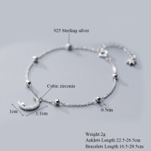 Star Moon Tassel 925 Sterling Silver Ankle Chain Gypsophila Chain Bracelets Anklets For Women Jewelry Girl Gift