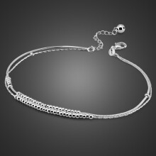 Girl Bell Anklets 100% 925 sterling silver women Bracelet Double Chain Foot Jewelry Beach Barefoot Sandals