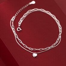Heart Woman Anklets Silver 925 Love Leg Snake Chain Foot Bracelet Jewelry 925 Sterling Silver For Girls Gift Adjustable