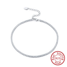 925 Sterling Silver Cushion Cut Extention Tennis Chain Anklet AAAA Zircon For Girls In Daliy Shopping Wedding TSA03