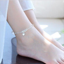 Charm Silver 925 Girls Anklets Jewelry Female Heart Ball Bracelet For Women Double Layer Bracelets Lady Birthday Gift