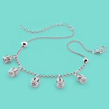 925 Sterling Silver Chains For Women Crown Pendant Silver Anklets Summer Girls Silver Foot Jewelry Birthday