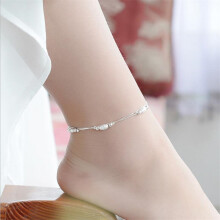 925 Sterling Silver Anklets For Women Jewelry Charm Frosted Ball Double Layer Bracelets Female Accessories Girls Anklet