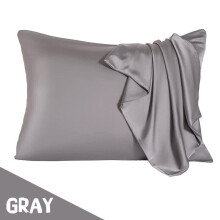 (GREY (SATIN SILK PILLOWCASE)) 2x Satin Silk Pillowcase Soft Anti Allergic & Anti Hair Fall Standard Size 50x75 cm