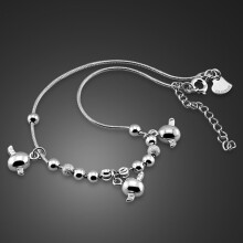 sterling silver angel egg anklets. Solid 925 sterling silver girl anklet. Charming woman silver jewelry