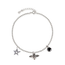 Ankle Bracelets On Leg Bee Anklets 925 Sterling Thai Silver Charm Adjustable Foot Chain Jewelry For Women Girls